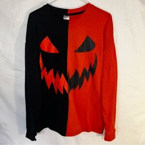 Spirit Halloween Orange & Black Jack-O-Lantern Crew Neck Sweatshirt - Size S
